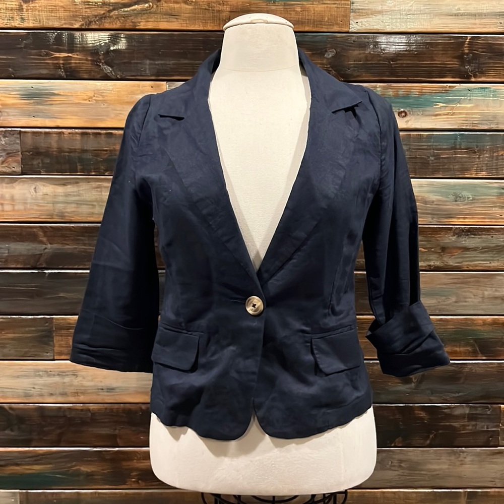Body Central navy blue linen 3/4 sleeve jacket bolero Victoria’s Secret